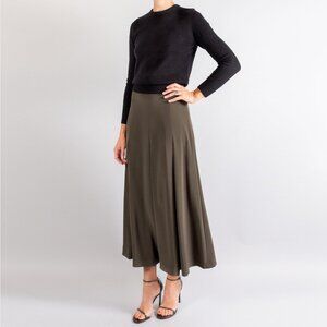 CO Pleated Crepe Midi Skirt in "Forest", size Medium (fits slim to size)